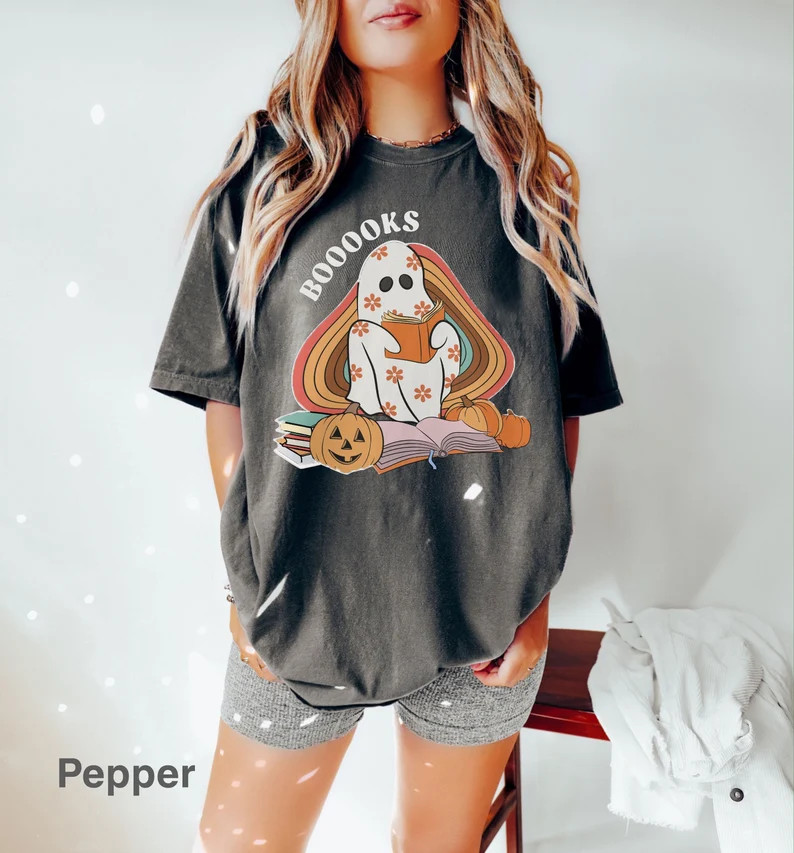 Comfort Colors® Ghost Books Tshirt Booooks T-shirt Funny - Etsy | Etsy (US)