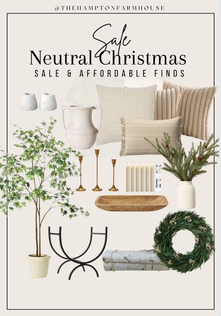 Affordable and SALE Neutral Christmas decor and home decor finds ✨

Christmas decor, holiday decor, neutral home decor, throw pillows, wreath, taper candles 