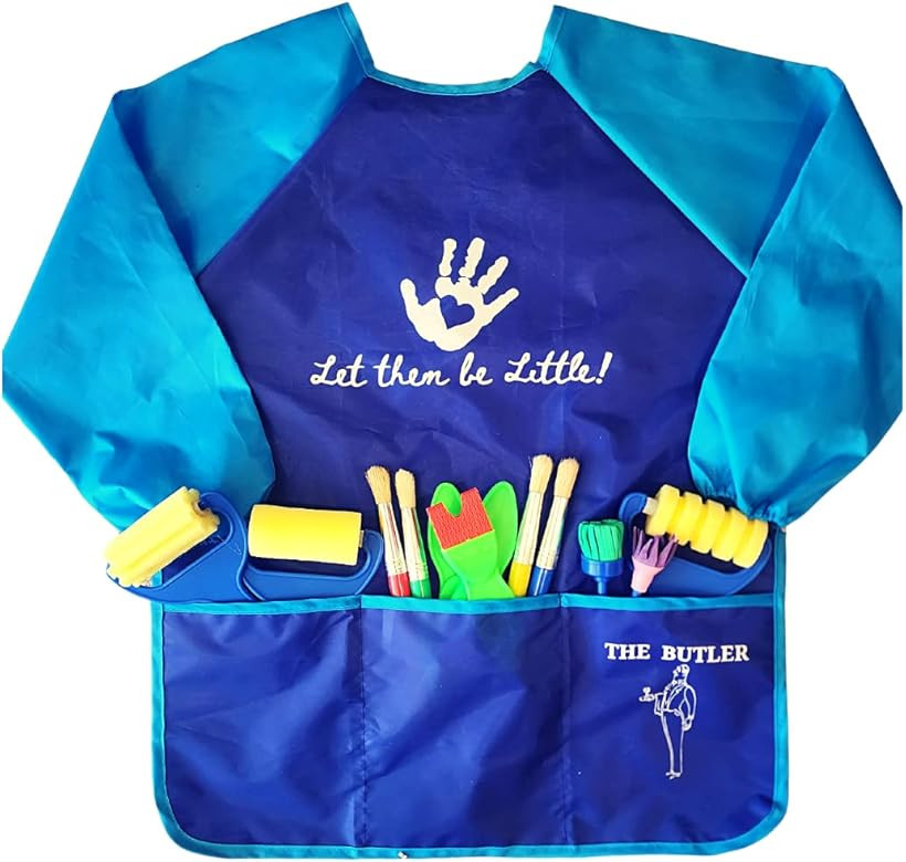 THE BUTLER Kids Art Craft and Painting Smock, Long Sleeve, Waterproof Apron with Pockets, Childre... | Amazon (US)