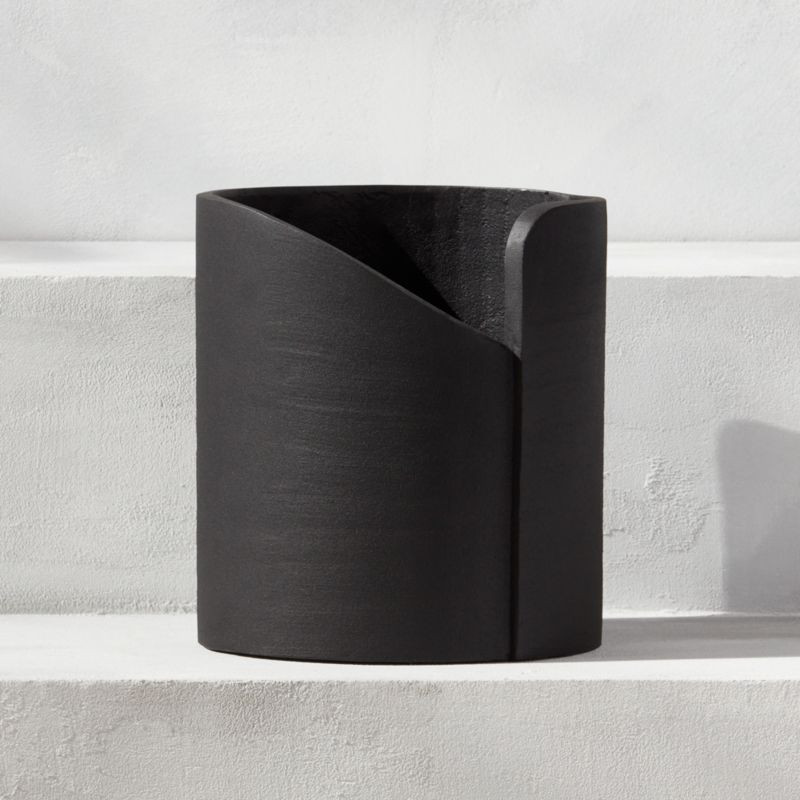 Zen Modern Black Metal Outdoor Planter Small + Reviews | CB2 | CB2