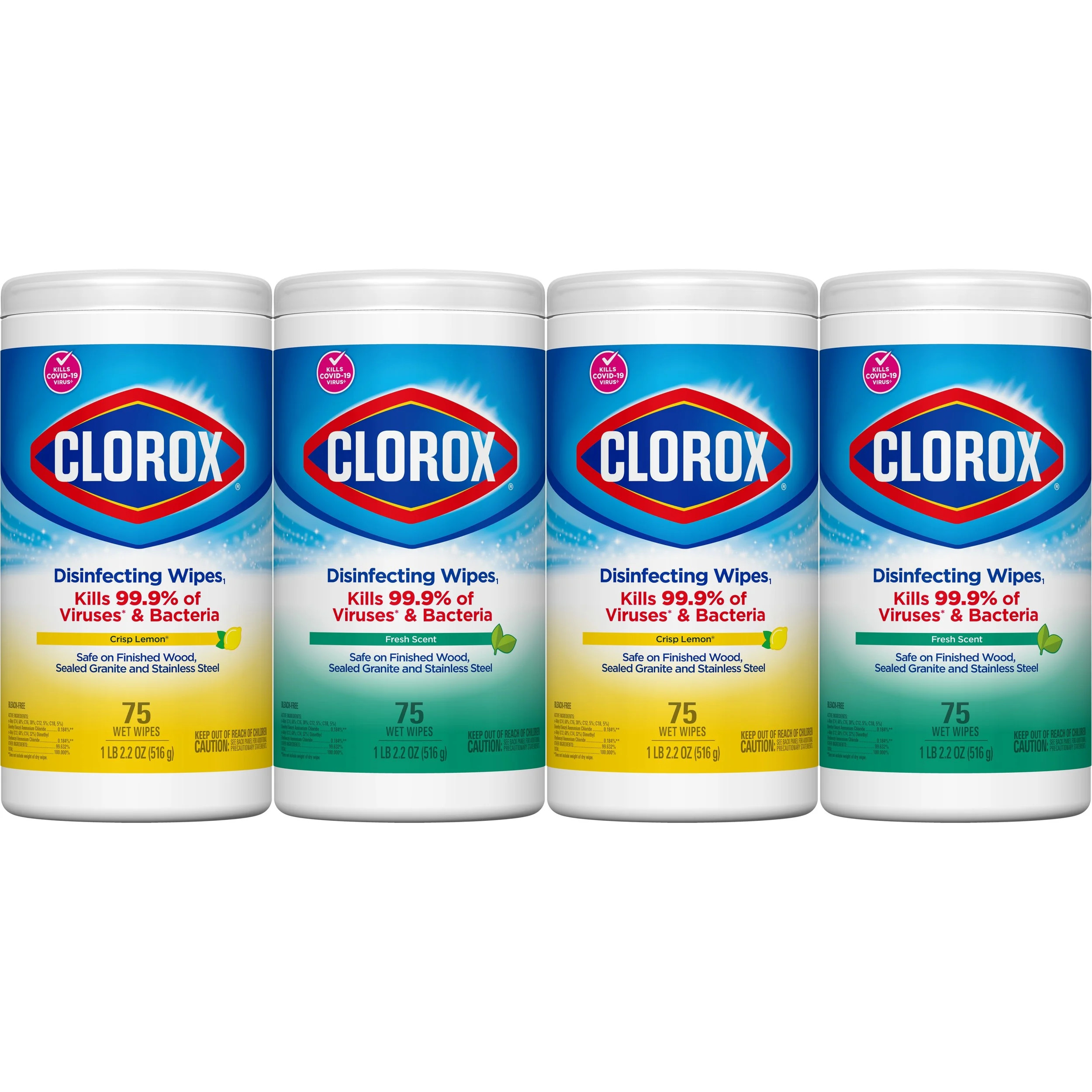 Clorox Disinfecting Wipes (300 Count Value Pack), Bleach Free Cleaning Wipes - 4 Pack - 75 Count ... | Walmart (US)