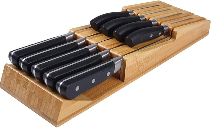 NIUXX Bamboo In-Drawer Knife Block Set for 9 Knives(Not Included), Large Kitchen Detachable Washa... | Amazon (US)