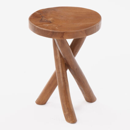 Brown Wooden Circular Stool 41x29cm | TK Maxx