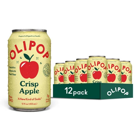 Olipop Prebiotic Soda Pop, Crisp Apple, High Fiber, 12 fl oz 12 Pack | Walmart (US)