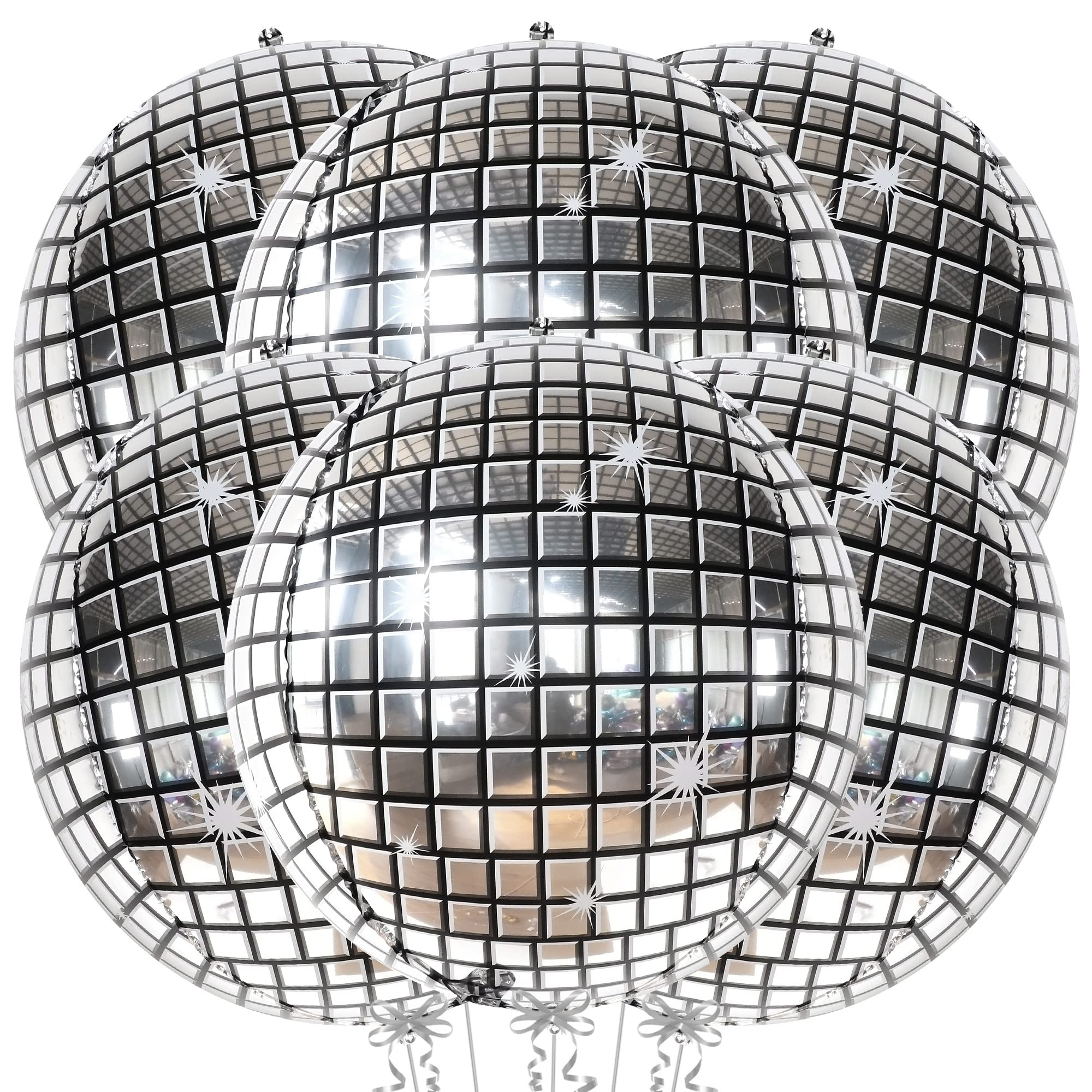 KatchOn, Big Silver Disco Ball Balloons - 22 Inch, Pack of 6 | Disco Party Decorations, 4D Sphere... | Amazon (US)