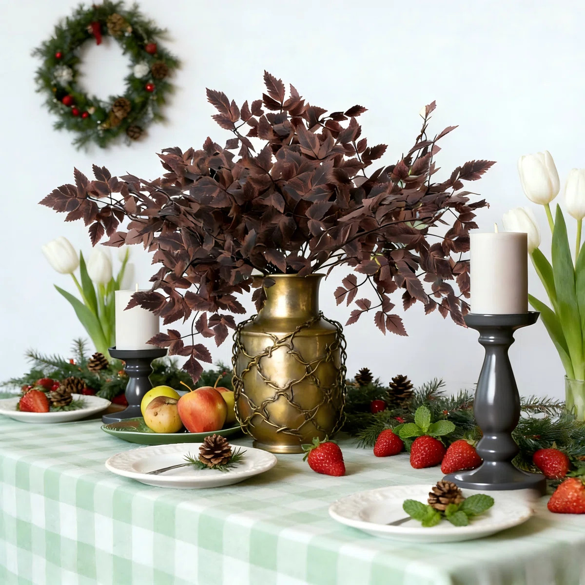 4 Pcs Artificial Cimicifuga Leaf Spray, 23 In Faux Burgundy Fall Greenery Branch (Set of 4) | Wayfair North America