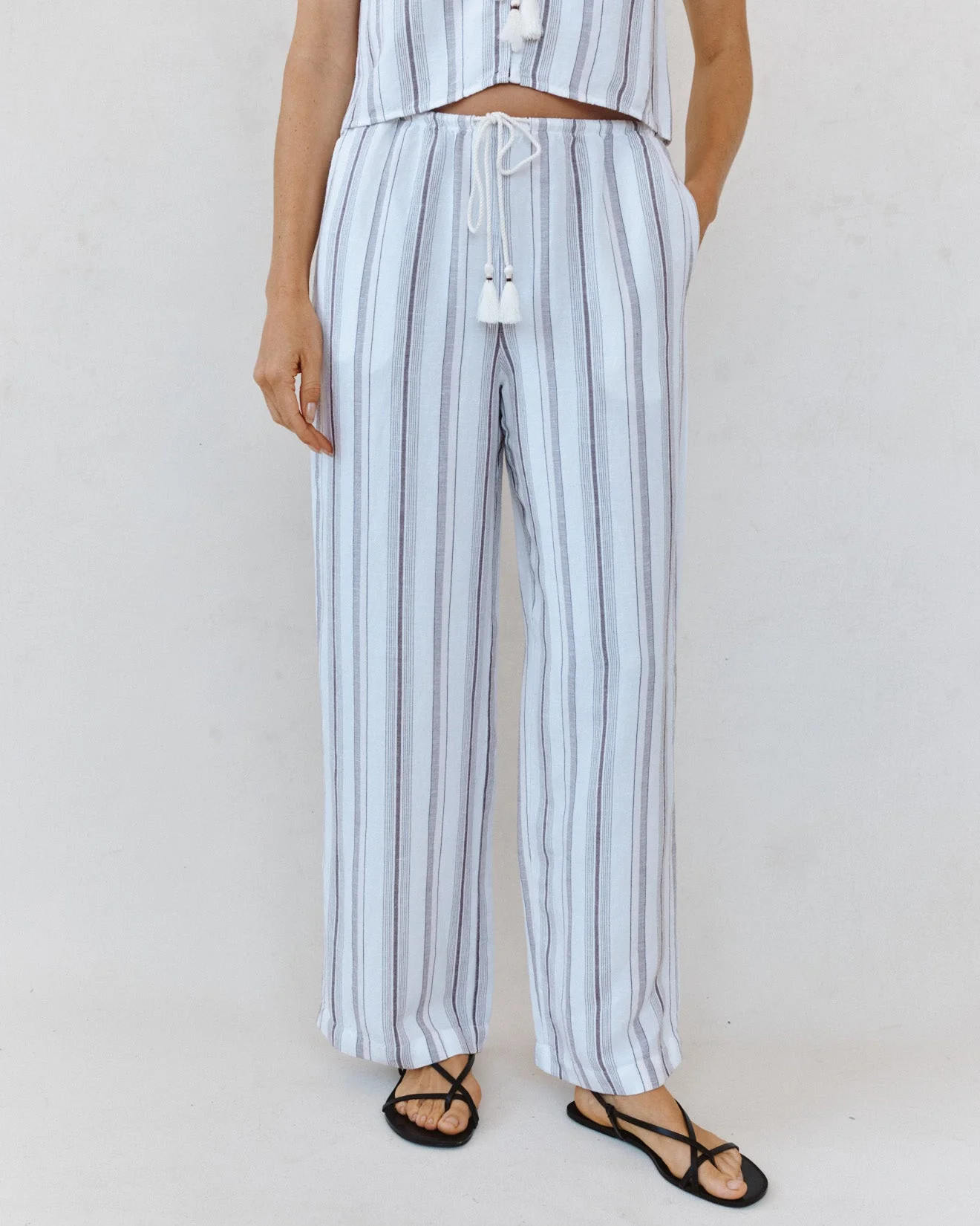 Beach Pant With Tassel Drawstring - Rosewood Stripe | Bella Dahl