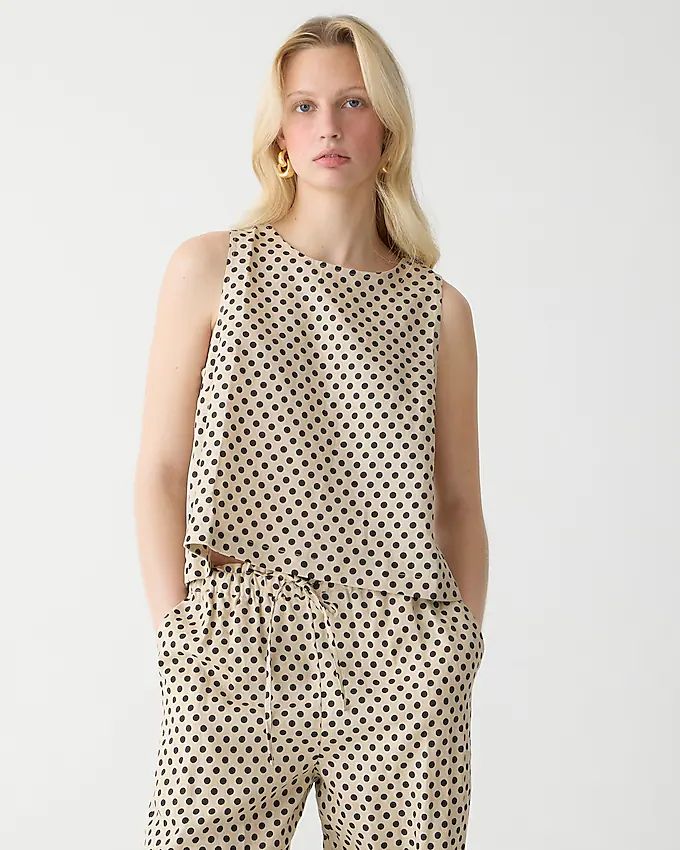 Maxine button-back top in dot linen | J.Crew US