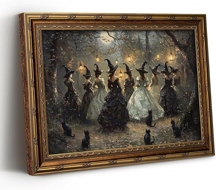 Vintage Gold Framed Halloween Wall Art, Witch Coven Pictures Wall Decor | Amazon (US)