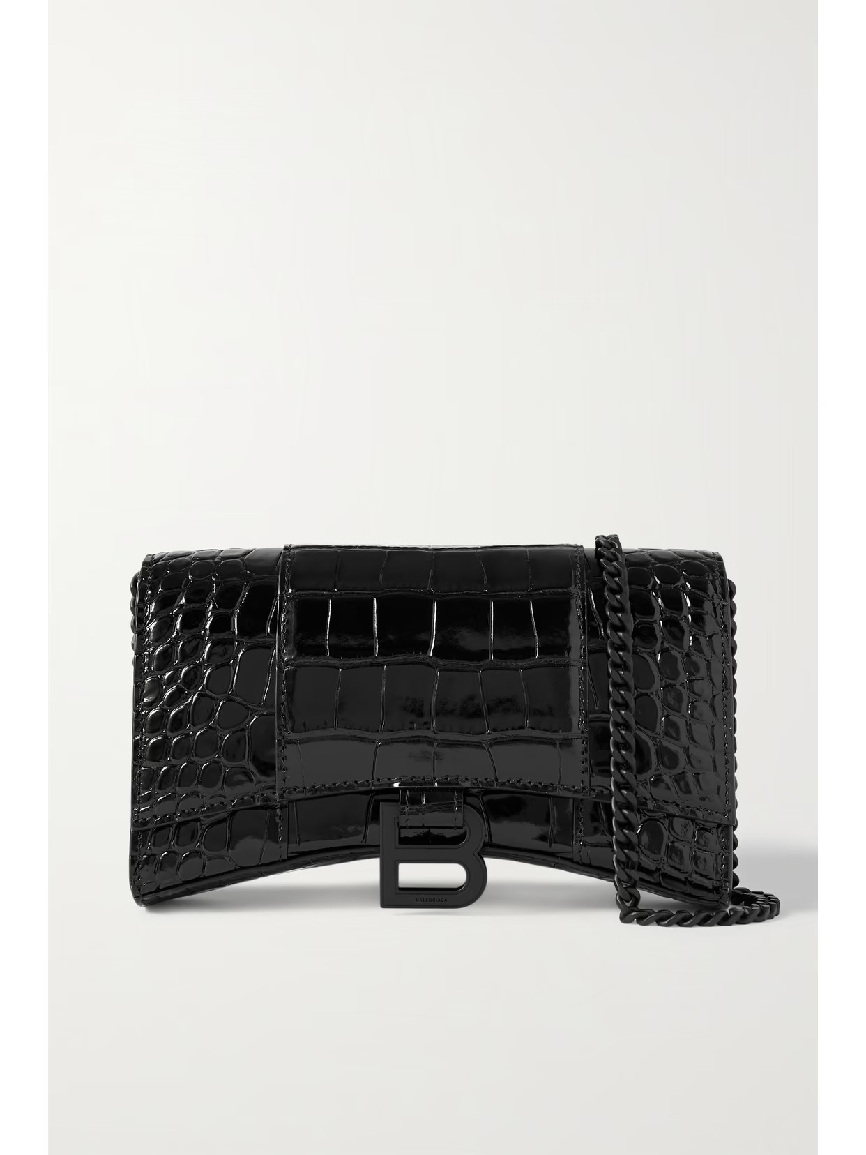 Balenciaga - Hourglass Croc-effect Leather Shoulder Bag - Black - One size | NET-A-PORTER APAC