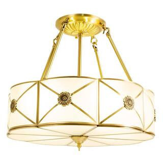 18 in. 4-Light Classical Style Gold Semi-Flush Mount Ceiling Light with Glass Lampshade | The Home Depot