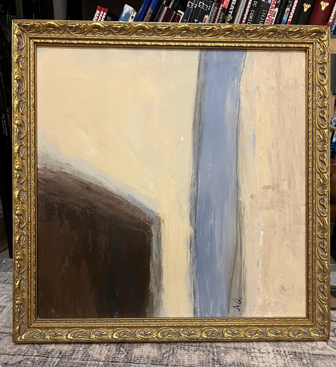 Original Abstract Painting in Vintage Frame,  Neutral Handmade Wall Art, Modern Art Work, Contemp... | Etsy (US)