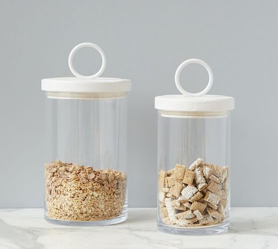 White Wood & Iron Handled Canisters | Pottery Barn (US)