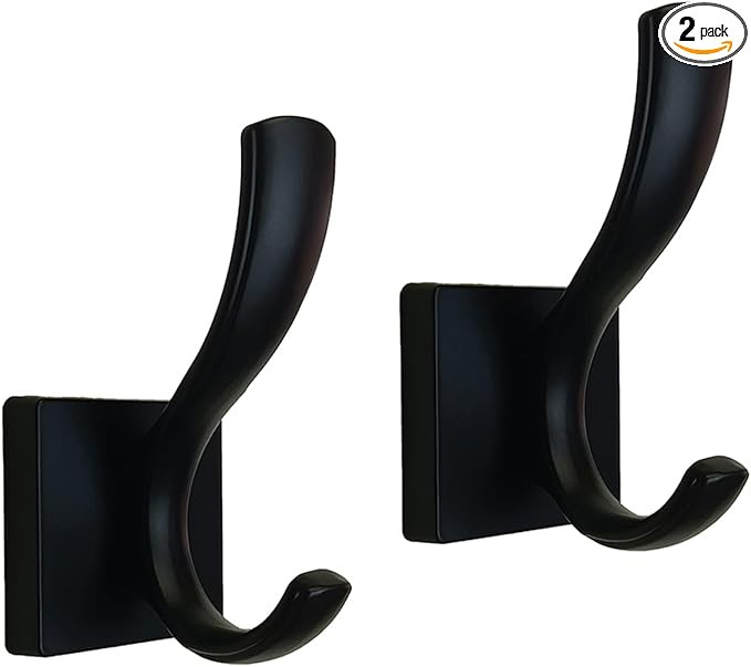 Black Coats Towels Hooks,Towel Robe Clothes Coat Hooks,Heavy Duty Wall Mount Hooks for Bath Bedro... | Amazon (US)