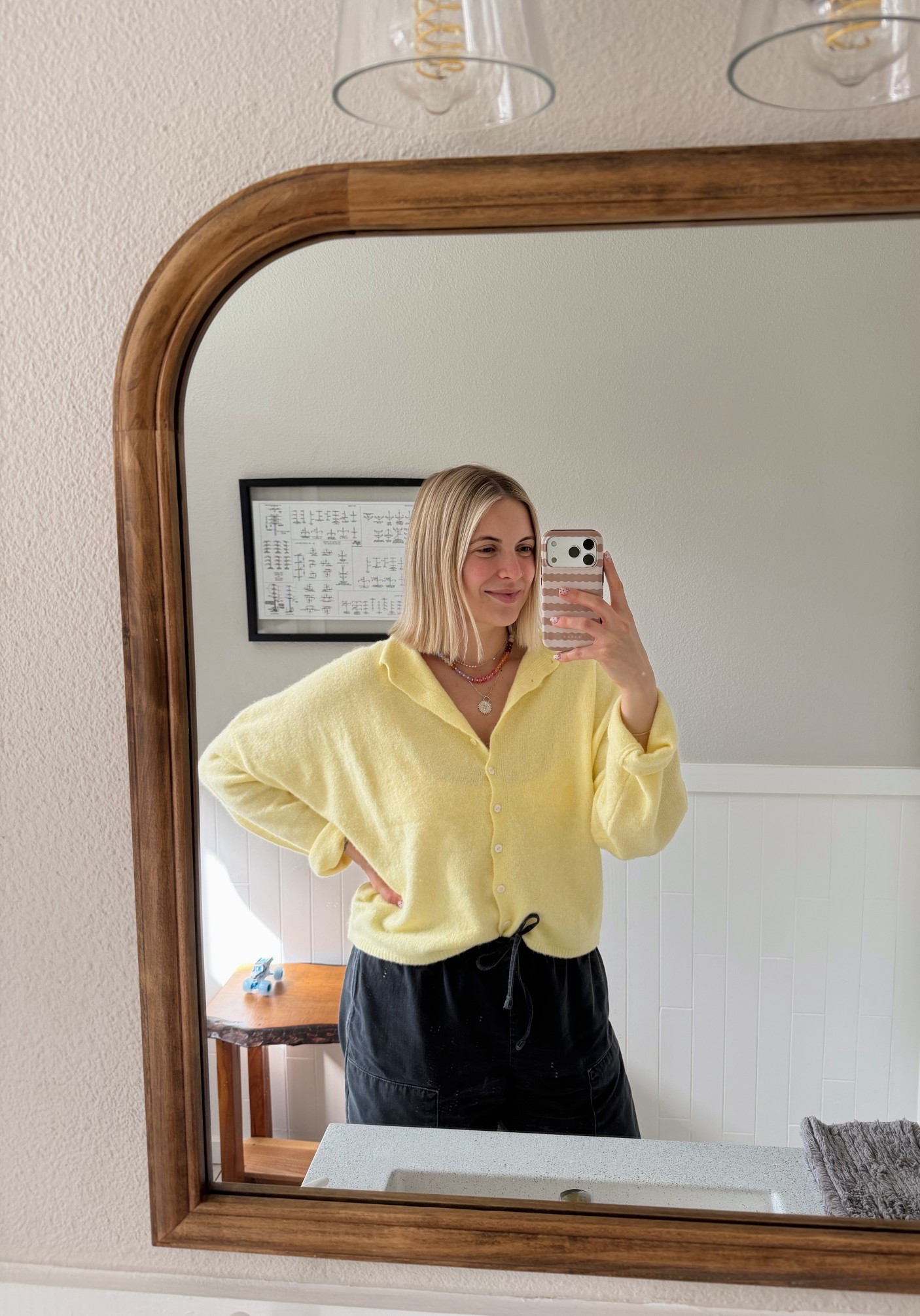 Yellow giving me life postpartum⭐️ 

Gap drawstring utility pants, beaded necklace, yellow cardigan, spring

#LTKmomlife #LTKdayinmylife #LTKootd