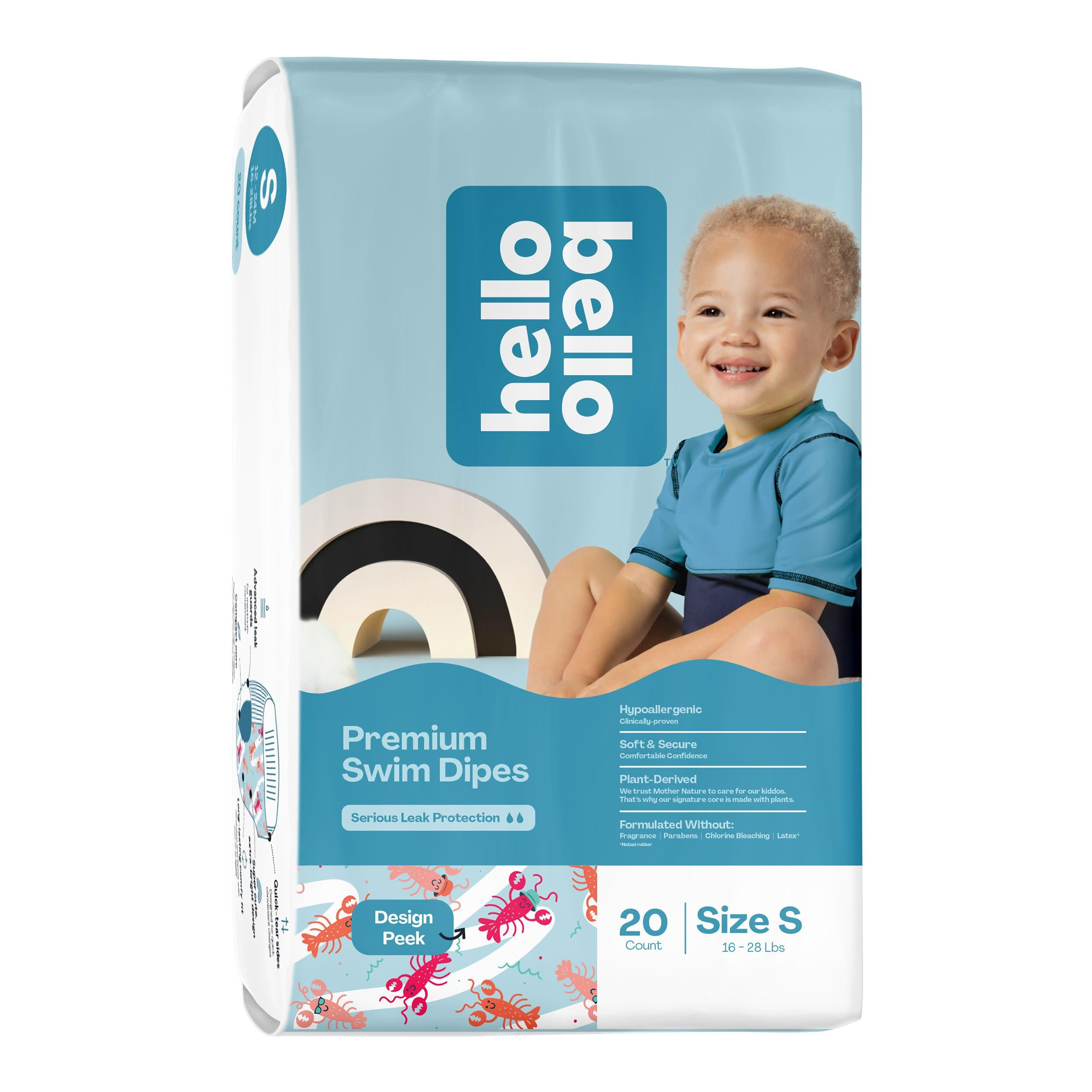 Hello Bello Premium Swim Diapers, Size S (16-28 lbs), Cute Extra-Bright Lobster Designs, 20 Count... | Amazon (US)