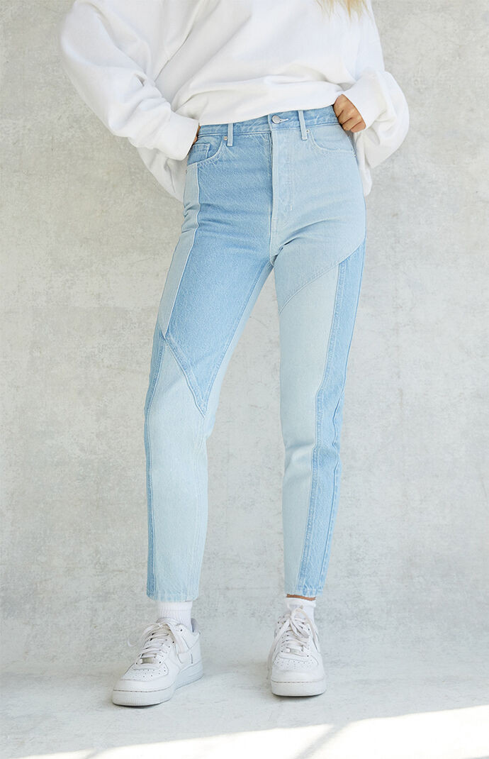 PacSun Light Blue Patchwork Ultra High Waisted Slim Fit Jeans | PacSun