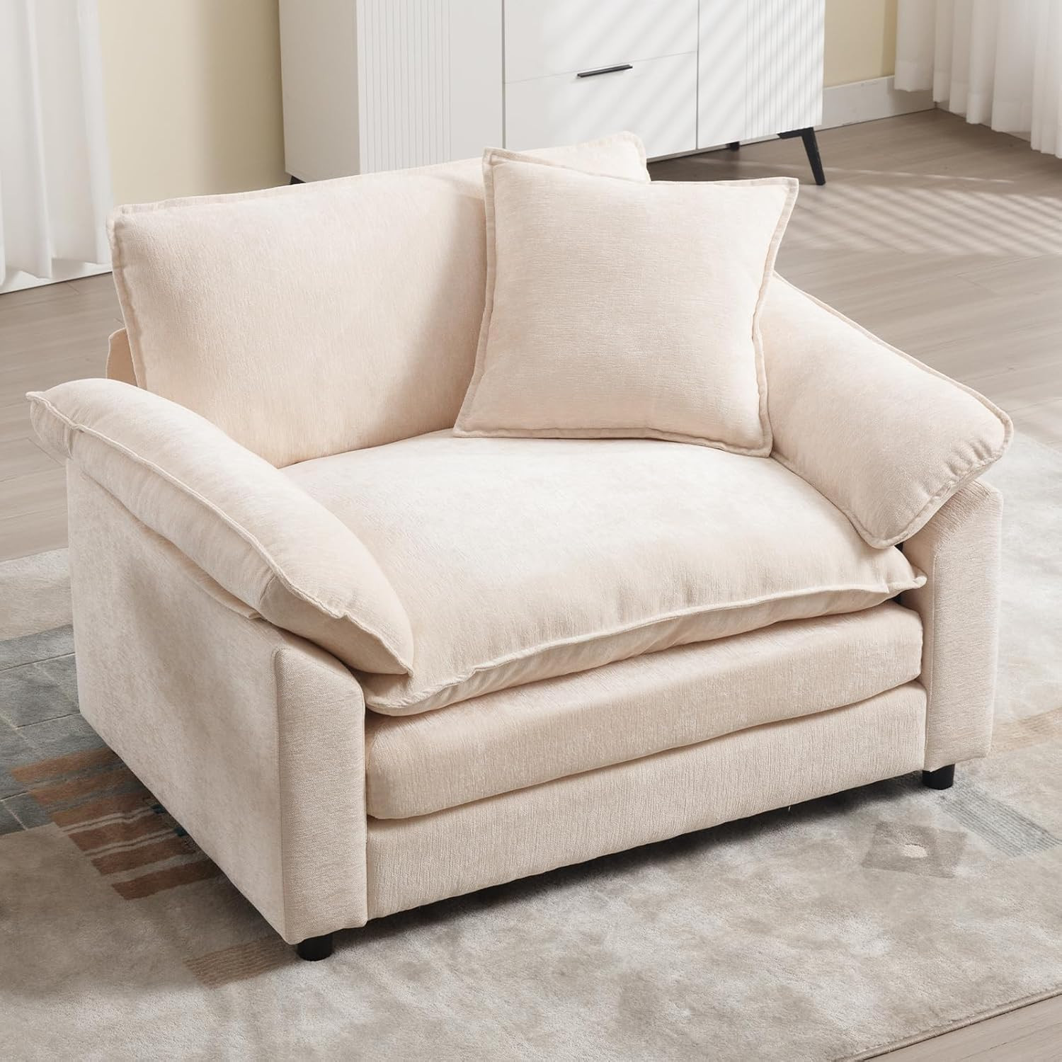Modern Oversized Chair, Comfy Chenille Accent Chair Large Upholstered Armchair with Extra Thick a... | Amazon (US)