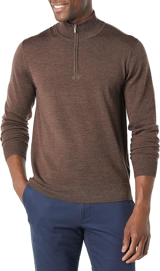 Goodthreads Men's Lightweight Merino Wool Quarter Zip Sweater | Amazon (US)