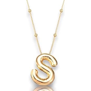 theserro Balloon Initial Necklaces For Women, Dainty Bubble Letter Necklace,18k Gold Plated Ballo... | Amazon (US)