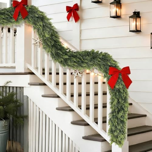 16FT Cedar Garland for Fireplace - Artificial Christmas Garland Thick and Lush Realistic Faux Ced... | Amazon (US)