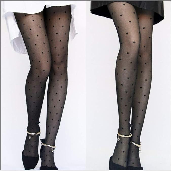 Wixine 2Pcs Women Sexy Black Polka Dot Pantyhose Long Tights Stockings Hosiery Socks | Amazon (US)