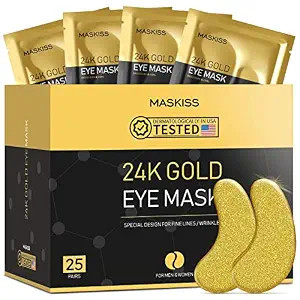 24k Gold Under Eye Patches (25 Pairs), eye mask, Collagen Skin Care Products, Eye Patches for Puf... | Amazon (US)