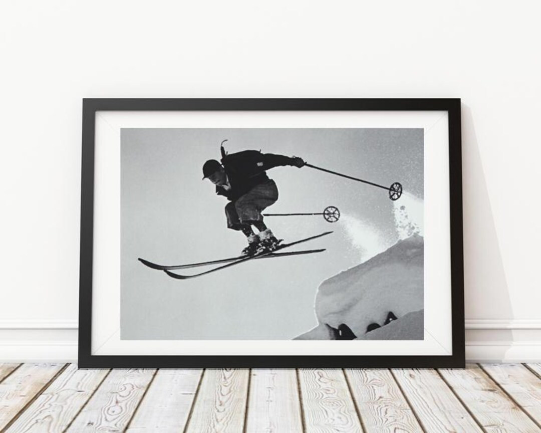 Vintage Photo - 1930's Man Ski Skiing Jumping Fashion - Photography, Black & White, Wall Art, Spe... | Etsy (US)