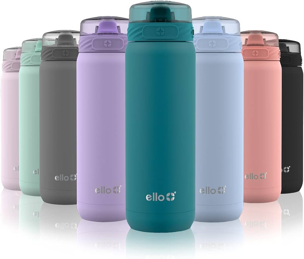 Ello Cooper Vacuum Insulated Stainless Steel Water Bottle with Soft Straw and Carry Loop, Double ... | Amazon (US)