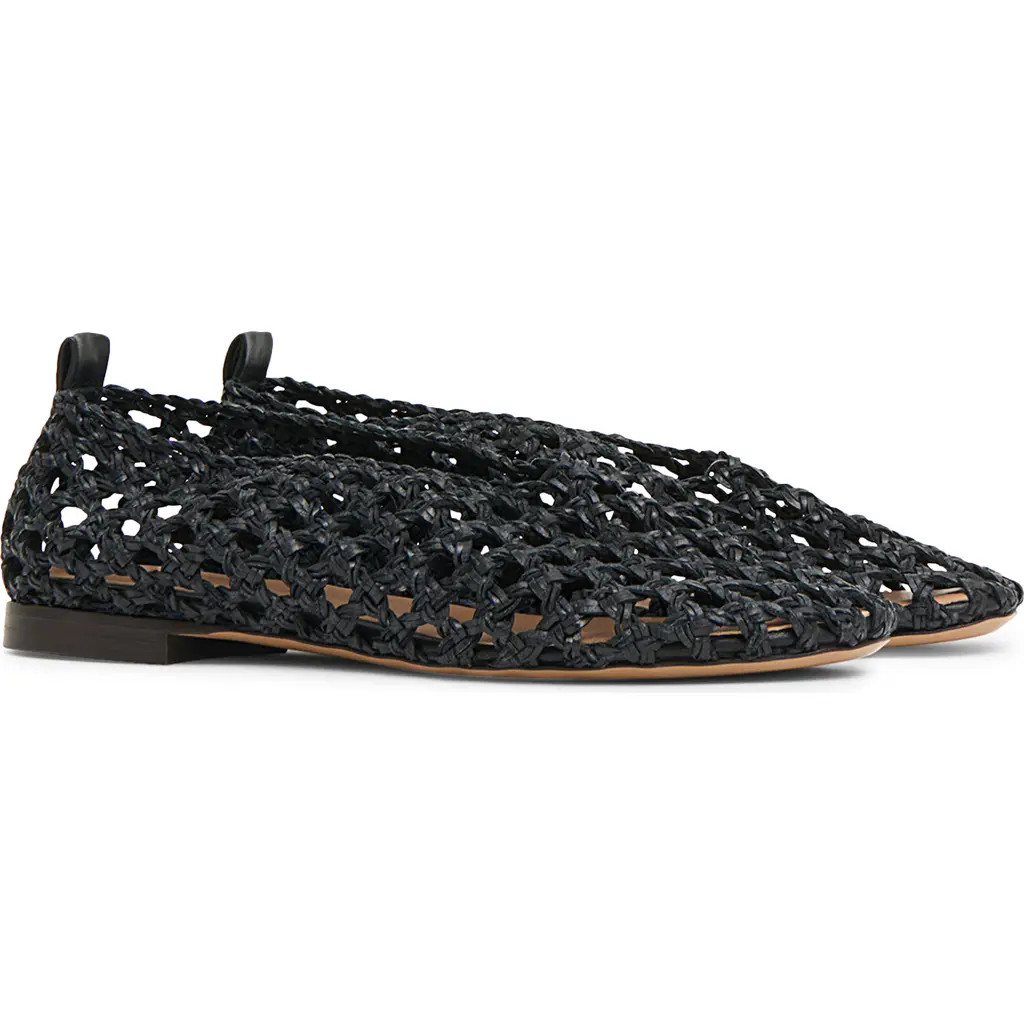 Mansur Gavriel Woven Ballerina Flat in Black at Nordstrom, Size 37 | Nordstrom