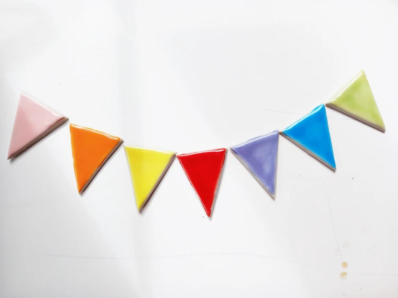 7 Rainbow Ceramic Bunting Mosaic Tiles Large Size - Etsy | Etsy (US)