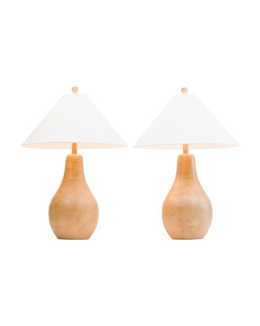2pk 27.5in Gourd Shaped With Coolie Shade Table Lamps | TJ Maxx