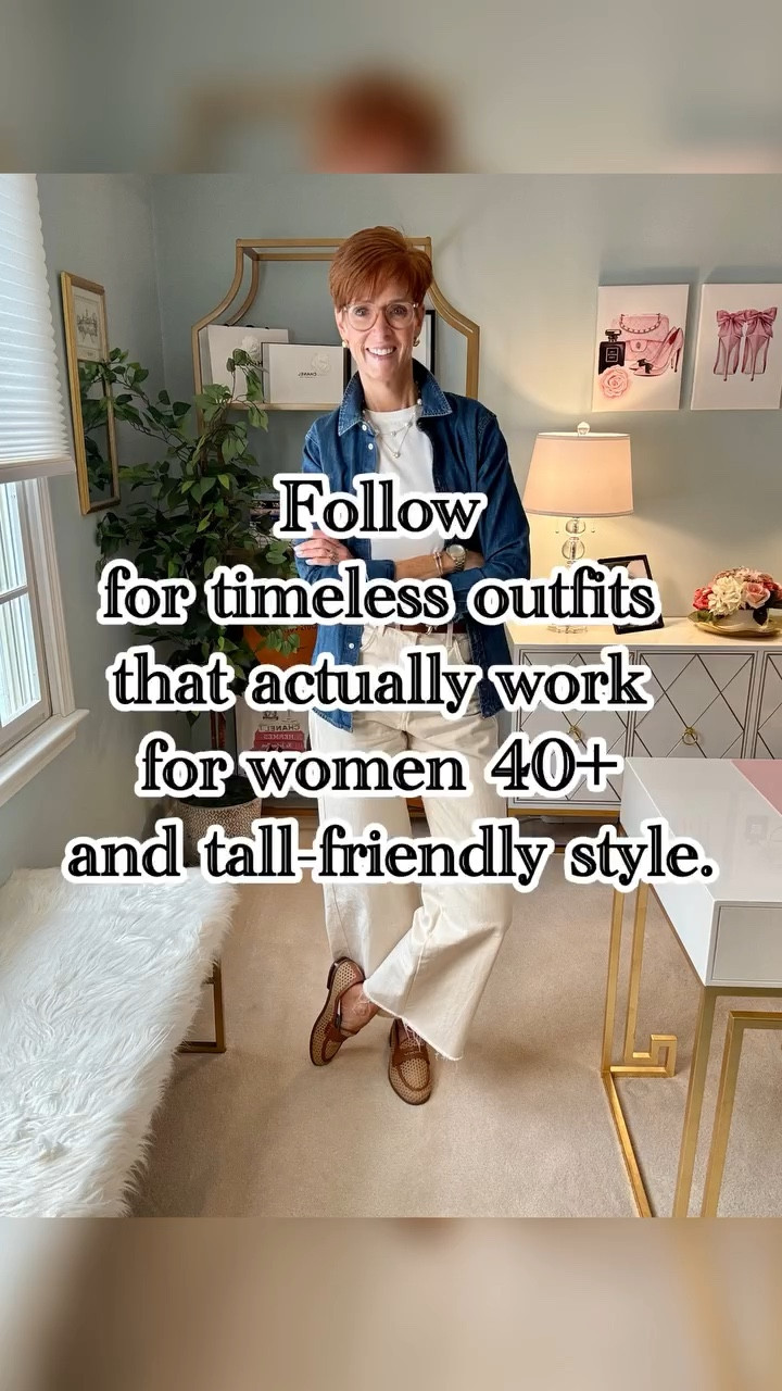 Whether the weather person agrees or not, I am more than ready to start dressing like spring is on the horizon.

Want the links? Like, Follow & Comment SHOP and I’ll send links right to your DM.

For me, that usually starts with lighter colors, easier layers, and shoes that feel a little less winter-heavy. 

This outfit does exactly that: a white tee, an unbuttoned denim shirt, cream wide-leg jeans, and raffia-and-leather loafers. It still works for real life weather, but it feels lighter, fresher, and much closer to the season I actually want.

This is one of my favorite ways to transition into spring without doing a full closet swap overnight. Save this for the next day you are mentally done with winter, and send it to a friend who is also ready to move on.

If this found you at the right time, you’re exactly who I create for. Come along for timeless outfits, tall-friendly finds, and everyday style that actually works.

#ClassicEverydayStyle�#SpringTransitionStyle�#WomenOver40Style�#tallwomenstyle

#LTKTall #LTKootd #LTKOver40