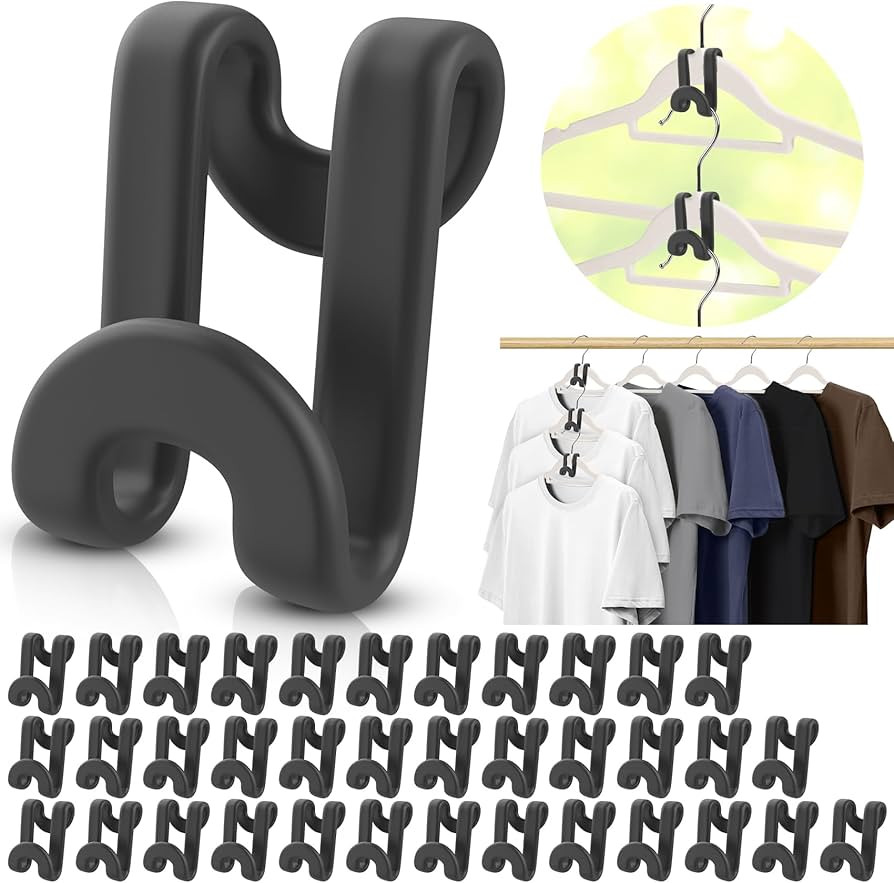 100Pcs Space Saving Hanger Hooks, Plastic Clothes Hanger Connector Hooks, Heavy Duty Space Saver ... | Amazon (US)