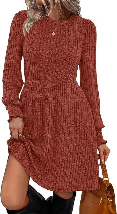 SAMPEEL Dresses for Women 2025 Long Sleeve Fall Fashion Casual Sweater Dress Trendy Outifts | Amazon (US)