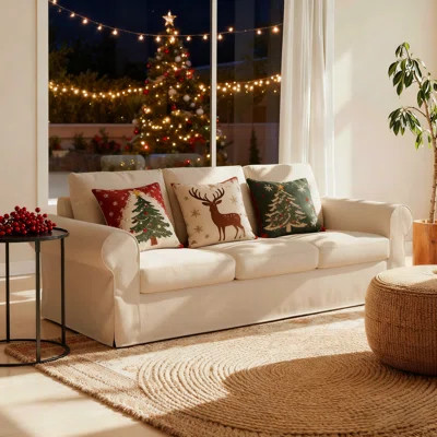 Ebner 82" Traditional Slipcovered Sofa with Rolled Armrests and Zippered Cushions | Wayfair North America