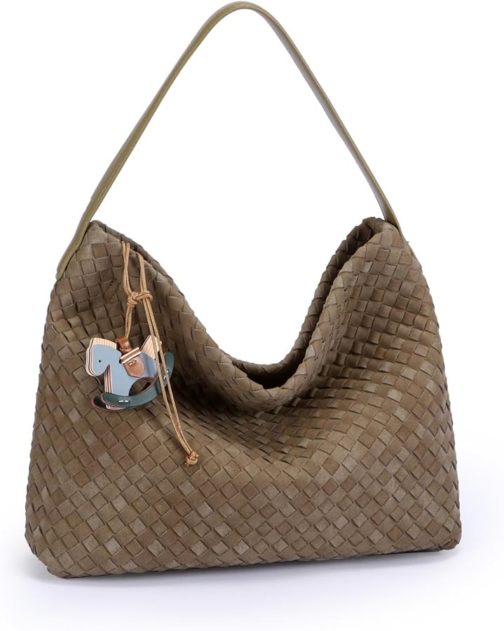 Woven Suede Leather Handbag for Women Tote Bag Slouchy Shoulder Bags Purse,Clutch Bag Suede Slouc... | Amazon (US)