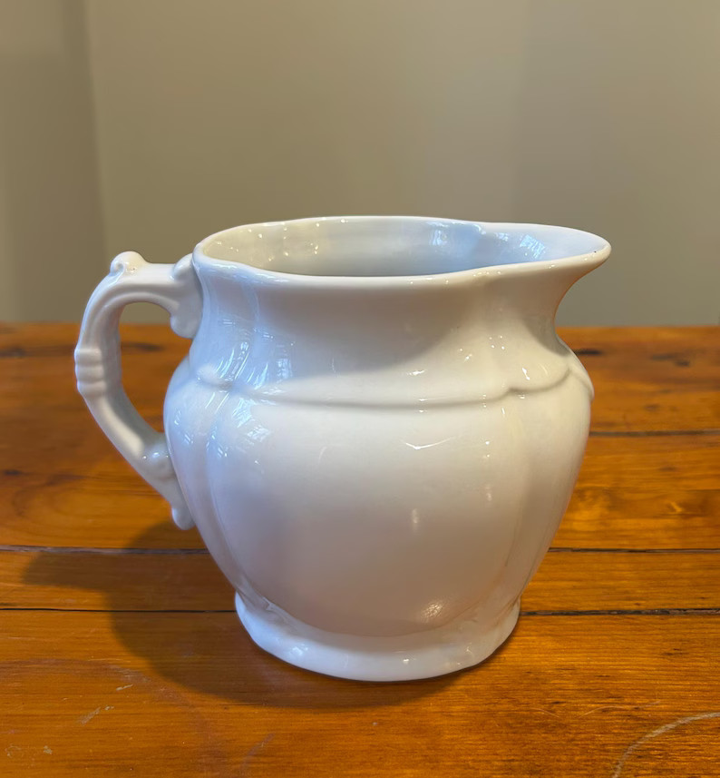 Vintage White Ironstone Small Pitcher by Two’s Company, Farmhouse Kitchen, Shabby Chic White De... | Etsy (US)