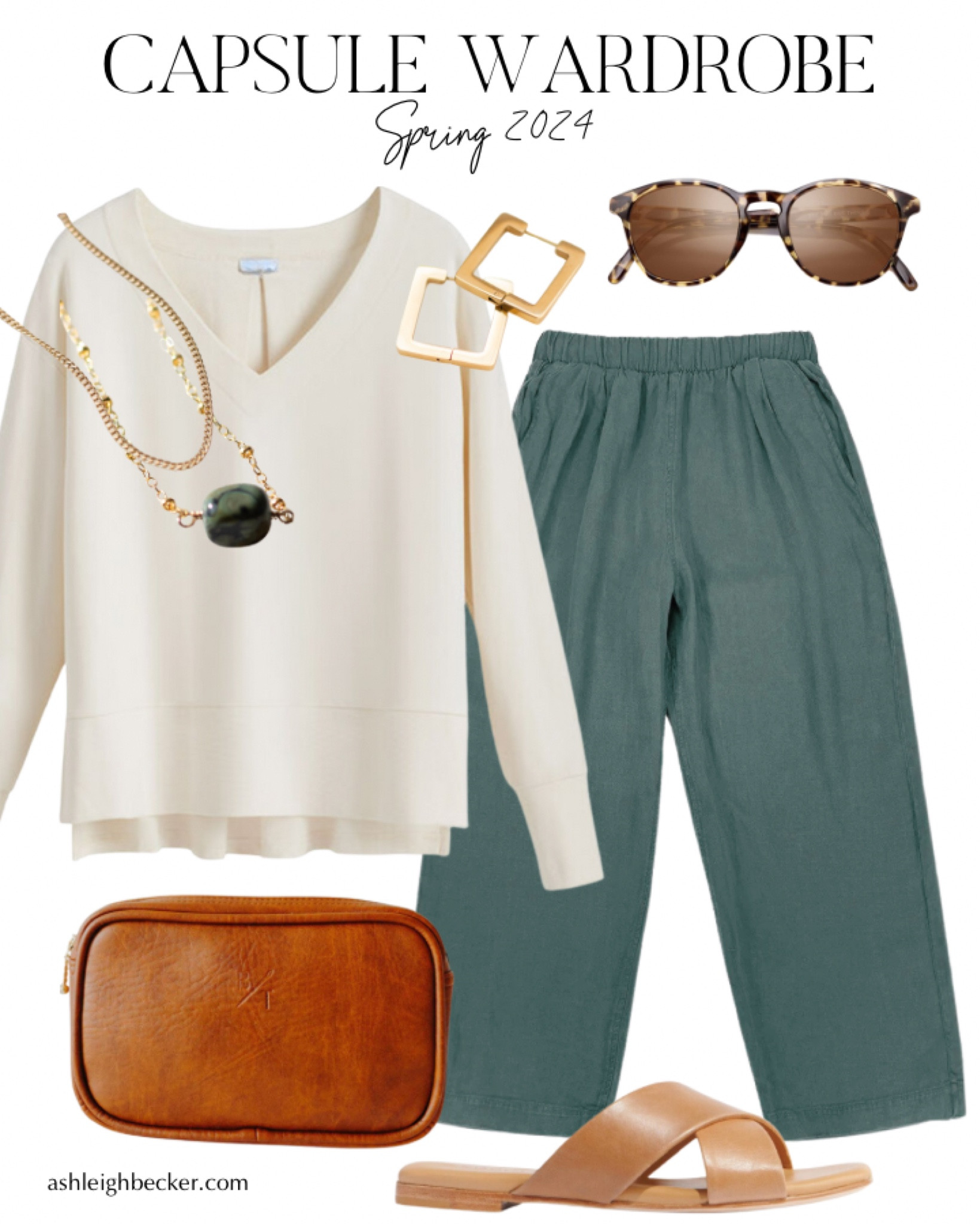 Comfy spring outfit with wide leg pants. Coffee shop work outfit idea.

Jewelry is always Sela Designs. Exact bag is BYTAVI  