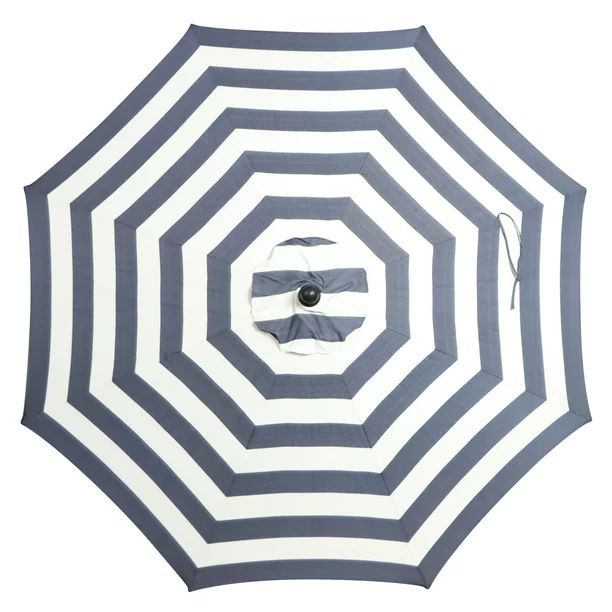 Better Homes & Gardens Outdoor 9' Blue Cove Ibiza Stripes Round Crank Premium Patio Umbrella | Walmart (US)