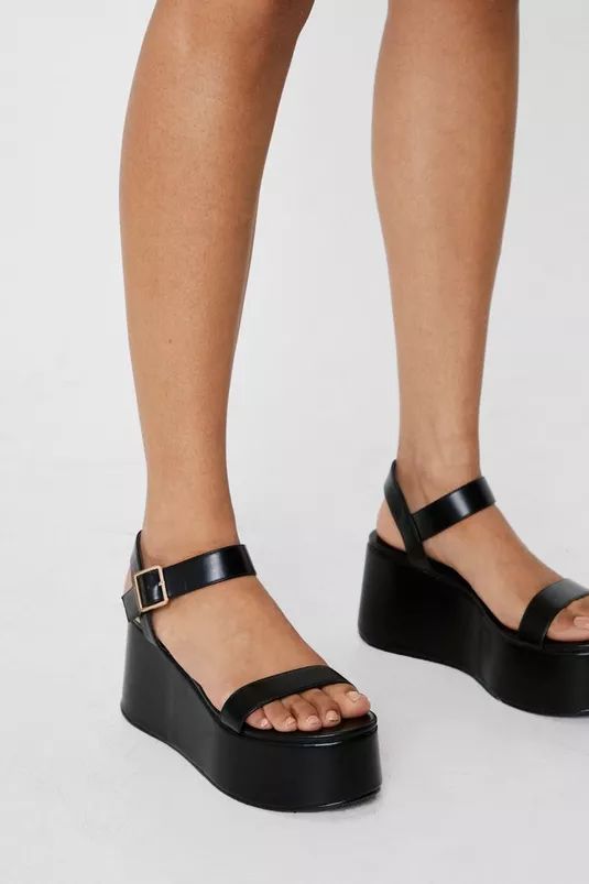 Faux Leather Open Toe Platform Sandals | Nasty Gal (US)