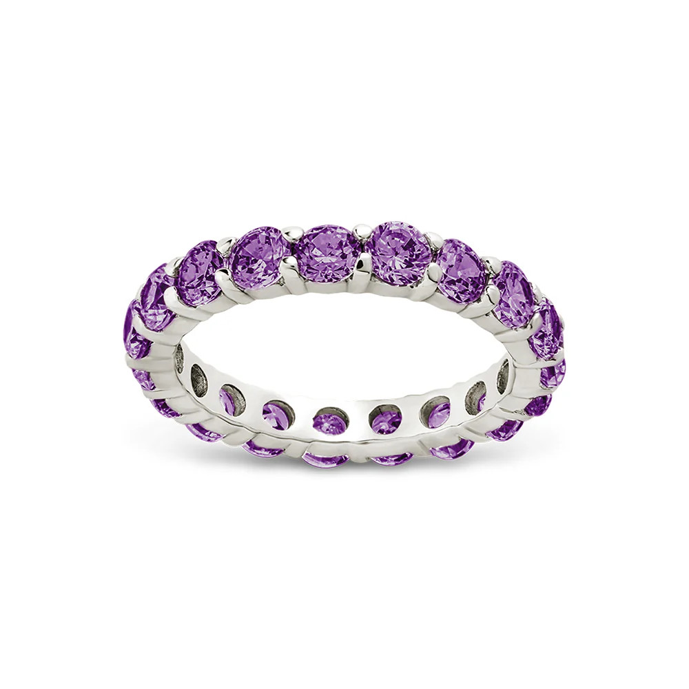 Sterling Silver Gracie Amethyst CZ Eternity Ring | Sterling Forever