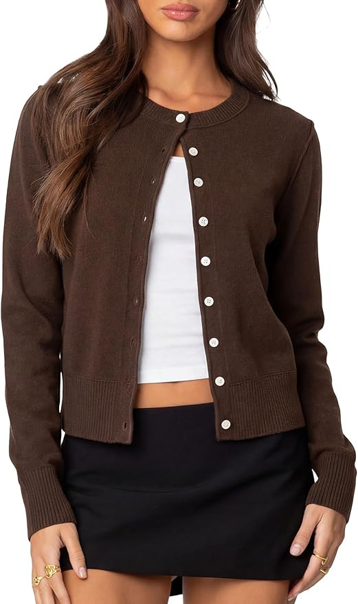 Darong Women's Lightweight Cardigan Sweater Long Sleeve Button Down Crew Neck Spring Outfits Fash... | Amazon (US)