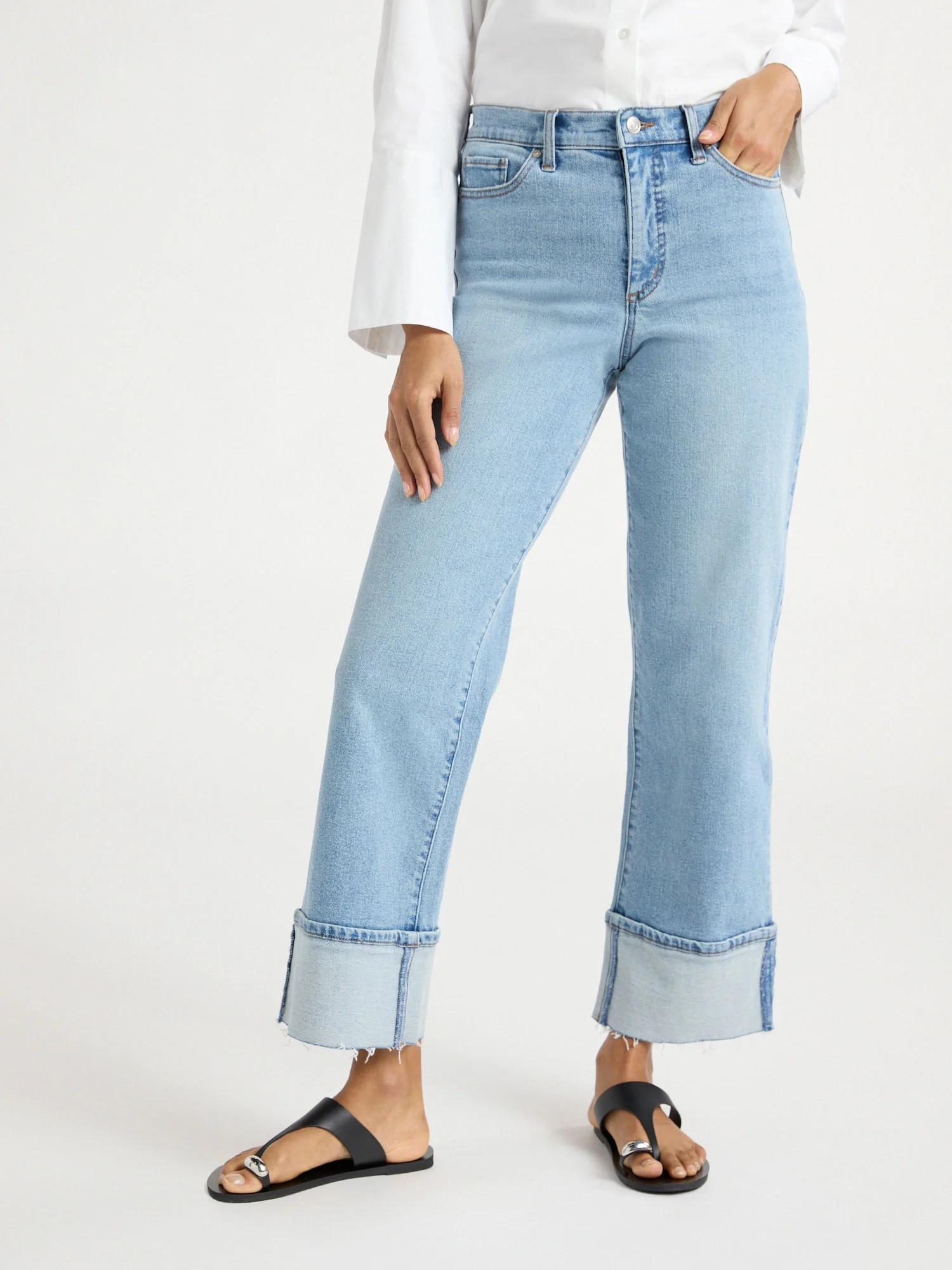 Scoop Women's Benton Cuffed Ankle Jeans, 25", 27", and 29" Inseams, Sizes 0-18 | Walmart (US)