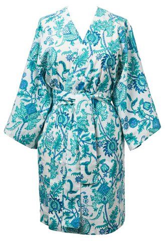 Amanda Short Cotton Kimono, Turq | One Kings Lane