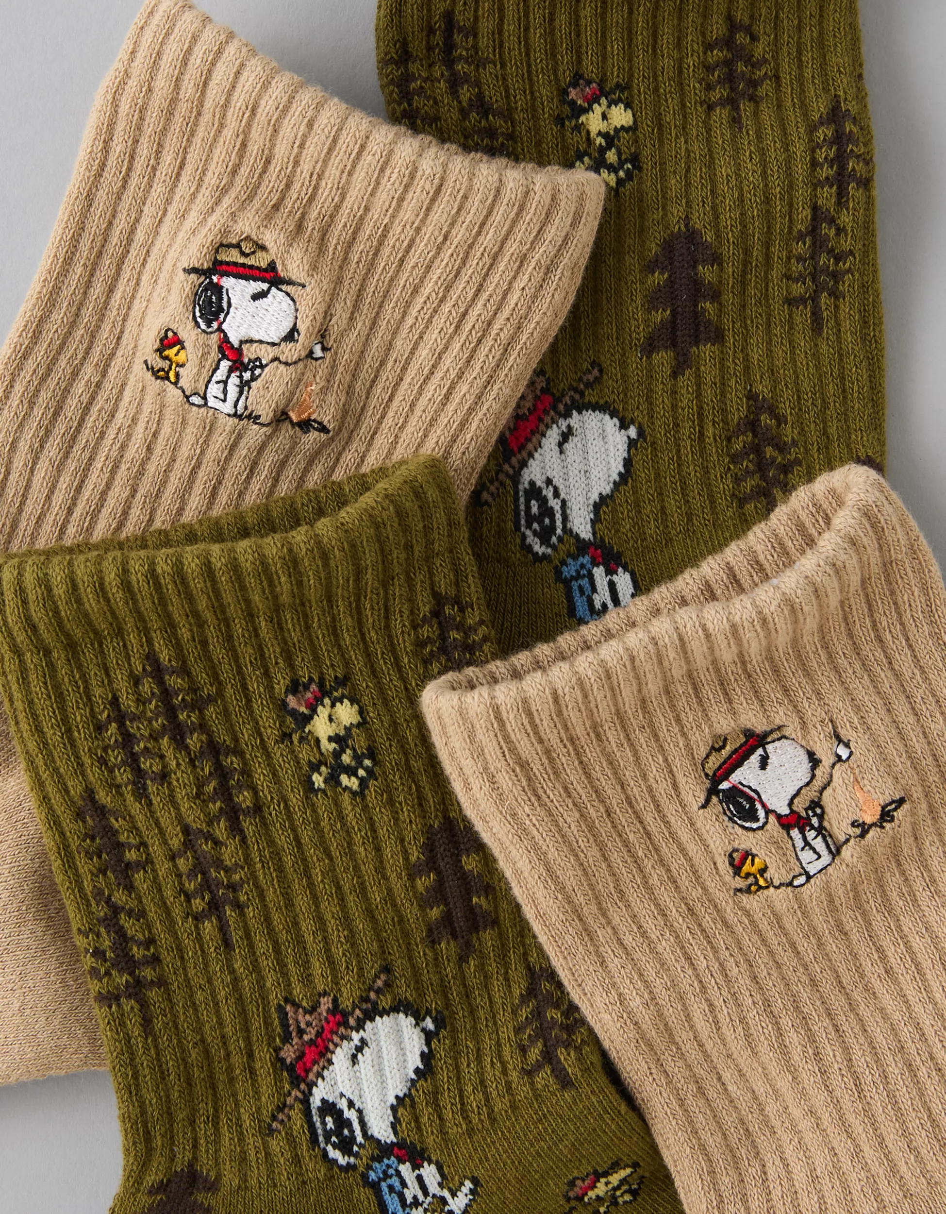 AE Snoopy Campfire Cropped Crew Socks 2-Pack | American Eagle Outfitters (US & CA)