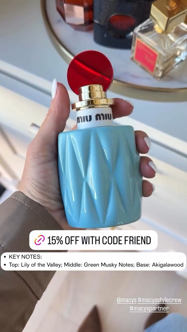 15% off Miu miu perfume with code FRIEND @Macys  #macysstylecrew #macyspartner

#LTKBeauty #LTKOver40 #LTKSaleAlert