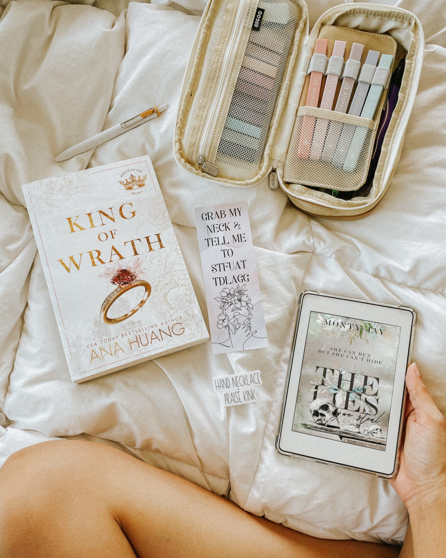 currently reading 📖

💍 I am loving KING OF WRATH by @authoranahuang so much! Gahh! I cannot thank @read_bloom enough for sending me a copy! 🤩 The hate with the arranged marriage is chef’s kiss. Vivian is a sassy woman I’m 100% in love with. 🙌🏽

💀 @author.montyj send me copies of her books and I’m diving in! I’m only at the beginning of THE LIES WE STEAL, so not much to say yet. But I am intrigued by these psycho Hollow Boys. 🔥

🔖 The bookmark and sticker by @crafty.elise are SO FITTING for these books! 🫦
Use WHISPERING10 to save!

#LTKFind #LTKunder50 #LTKunder100