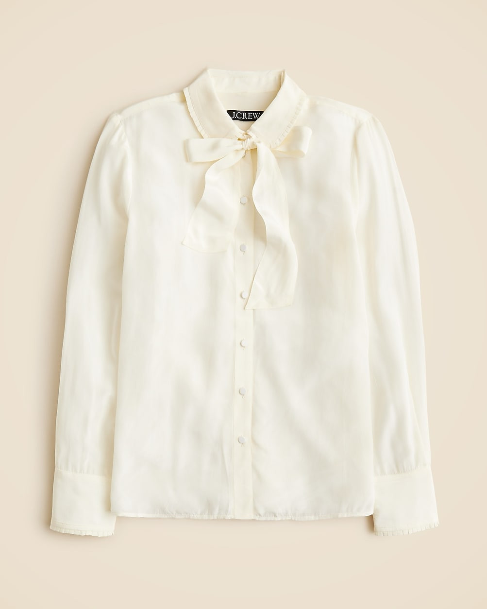 Removable tie-neck button-up shirt in crepe de chine | J. Crew US
