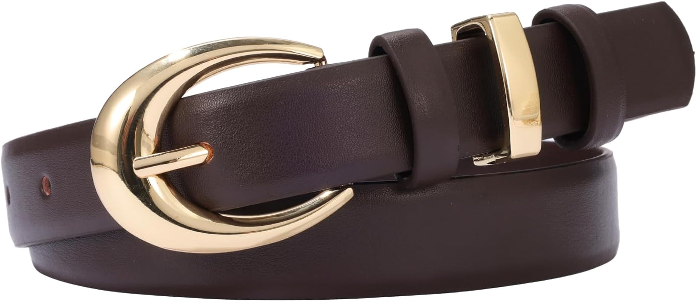 Women's Cow Leather Belt for Jeans Pants Fashion Ladies Skinny Dress Waist belt with Gold Buckle | Amazon (US)